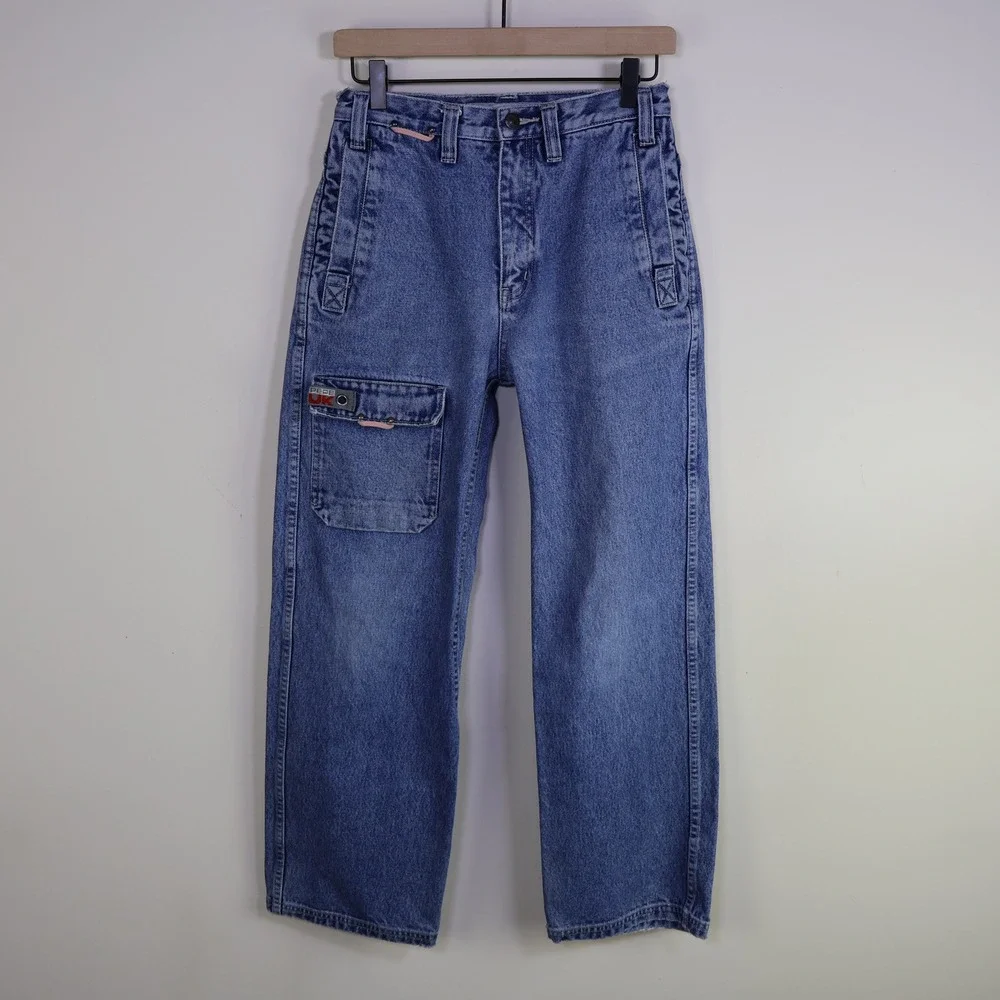 Vintage 90s Pepe Jeans Denim Worxx Straight‎ Leg Size 14 Kids Skate Blue Cotton